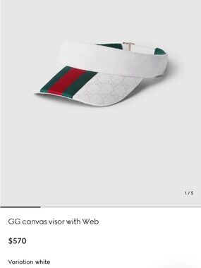 Gucci White GG Canvas Visor with Green and Red Web Stripe